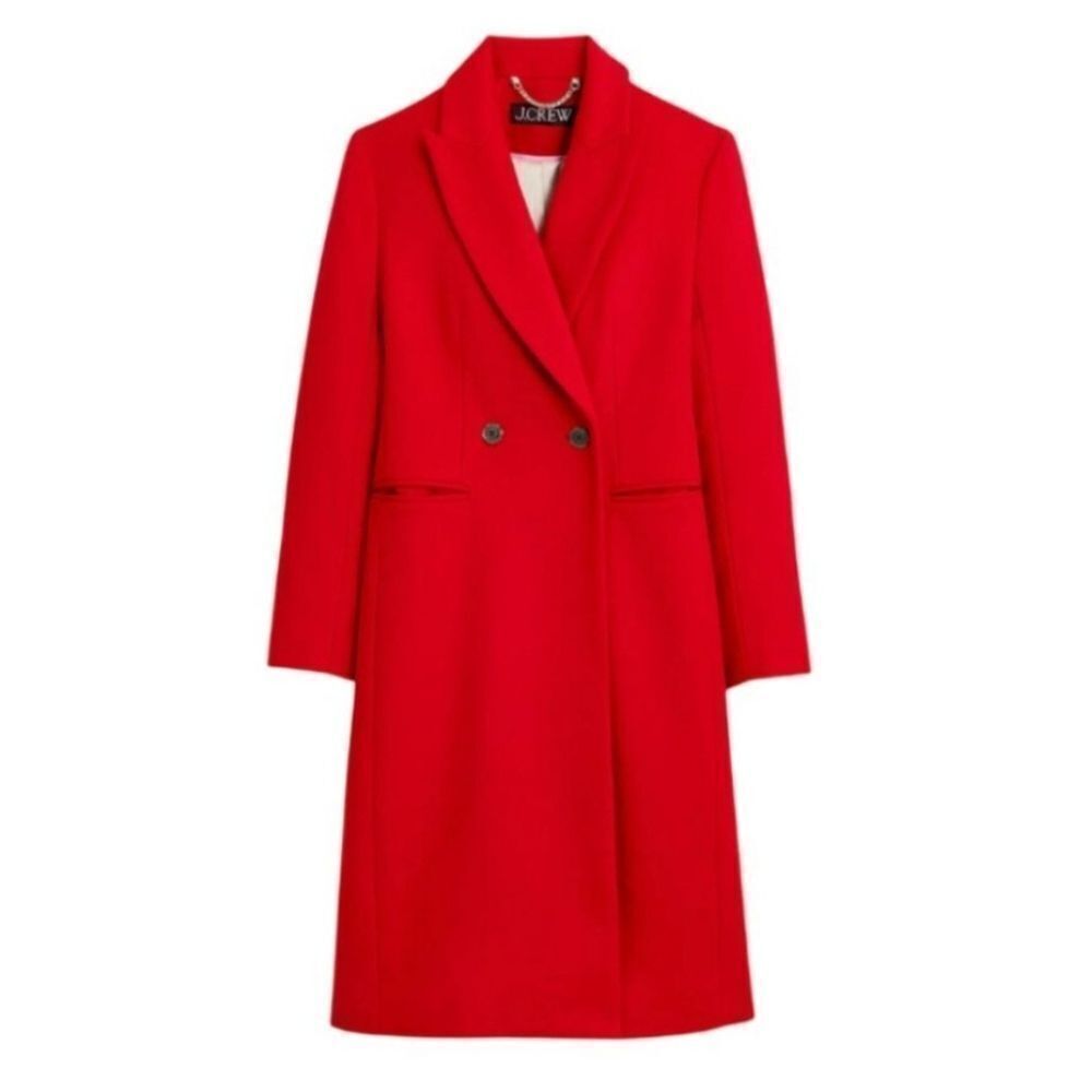 J.Crew Mirabelle Top Coat Womens Red Italian Wool Cashmere Size 14
